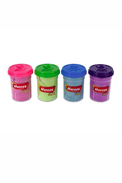 HEROES Kinetic Sand Set of 4 – 800 Gr Pink, Green, Blue, Purple Color Play Sand + Shaped Cover Molds