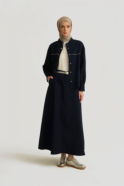 Armine Stone Detailed Studded Jacket 25Yd4244-1 Navy Blue