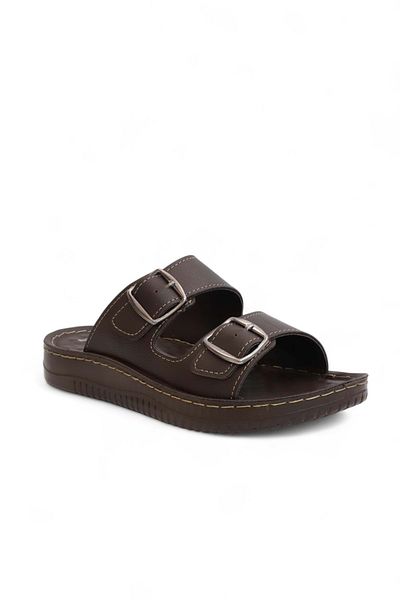 Konfores 2156 Double Buckle Full Anatomical Sole Men's Slippers Compatible for Daily, Umrah and Hajj