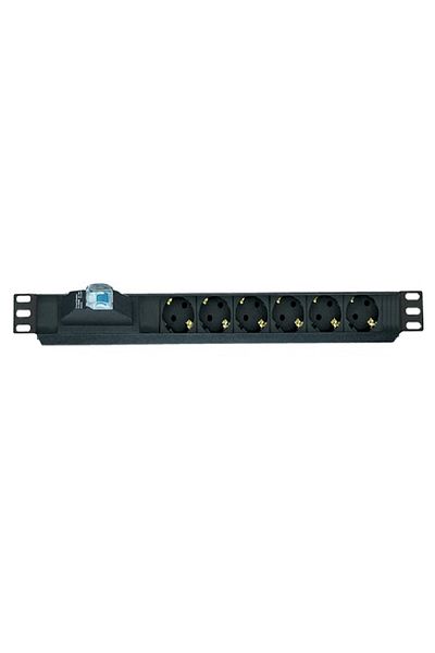 AGER 19" 1u 6-Piece Fused Socket Module Metal Body Aa-prz01u19-6s-al
