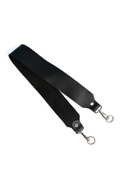 Prestij Boncuk Siyah Deri Çanta Sapı Gümüş Geçme Klipsli Gümüş Detaylı Omuz Askısı