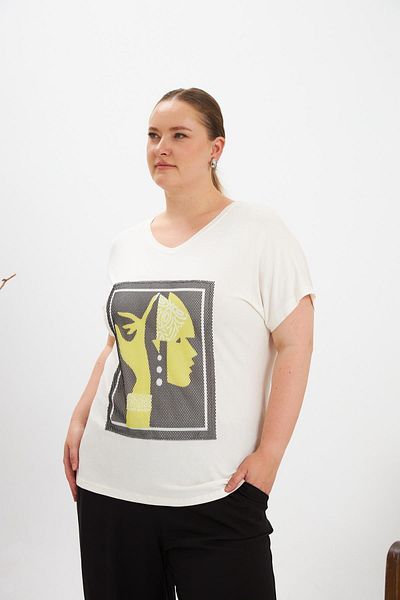 RMG Mesh Detailed Large Size T-Shirt White 1