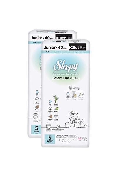 Sleepy Bio Natural Premium Plus Süper Paket Külot Bez 5 Numara Junior 80 Adet