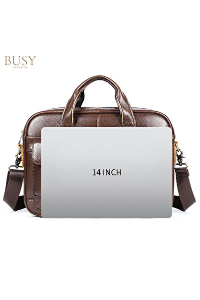 Busy Lady&Gentleman Geantă de laptop Dexter din piele naturală de 15 inch