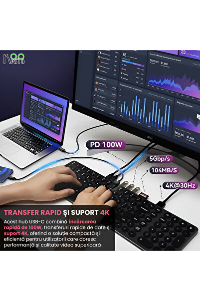 Koopsio Keyboard Docking Station, Multiport, Slim, Universal Compatibility, , 1 x HDMI 4K slot