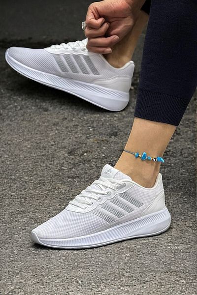 OBAY LİFE Unisex Λευκά Τέσσερις Ρίγες Καθημερινά Άνετα Αθλητικά Παπούτσια NBR4004