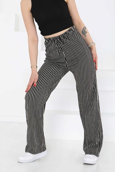 TOFİSA Striped Trousers Black - 27141