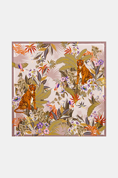 Vakko KAPLAN ÇİÇEK DESENLİ İPEK ŞAL