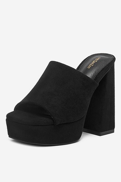 DeeZee Women's flip-flops low black high heel platform 36
