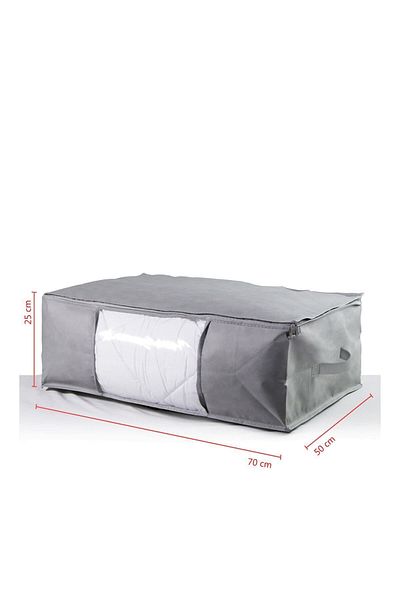 Vedsey Home Organizer Large Size 70X50X25Cm Set of 3 with Window - Sofa Bed, under Bed and Comforter Cushion Organizer, Storage Gray