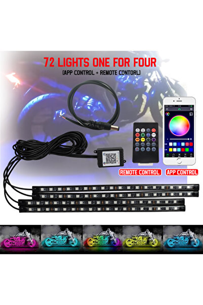Choice 72LED APP Remote LED دراجة نارية سيارة جو ضوء القدم RGB APP التحكم عن ...