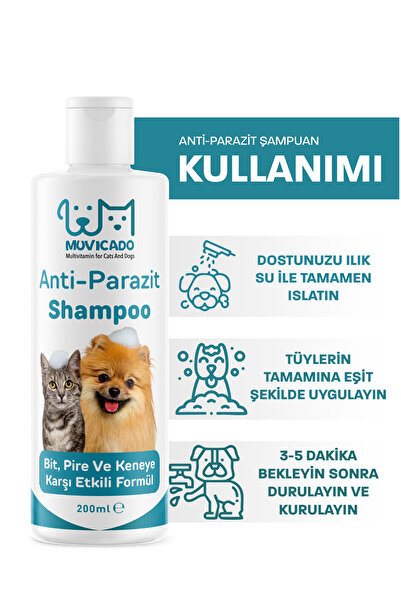 muvicado Kedi Köpek Parazit Şampuanı Bit Pire Parazit Kene Damlası Tarağı Tasması İle Kullanım