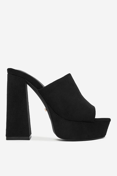 DeeZee Women's flip-flops low black high heel platform 36