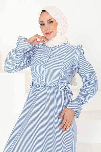 TOFİSA Rochie cu dungi Saks - 27187