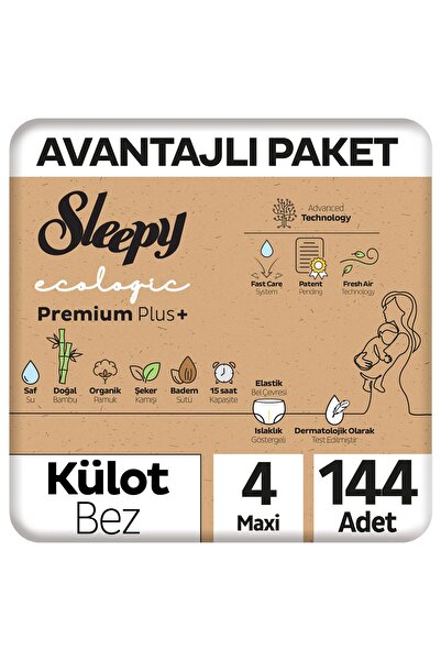 Sleepy Ecologic Premium Plus Avantajlı Paket Külot Bez 4 Numara Maxi 144 Adet