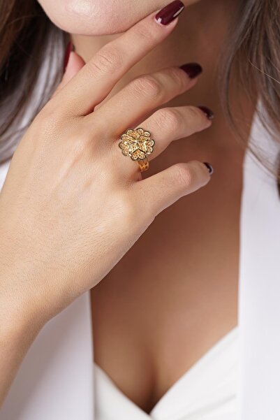 Fiyonk Kuyumculuk 14 Ayar Altın Gül Motifli Telkari Yüzük – Anne Yüzüğü | Sev...