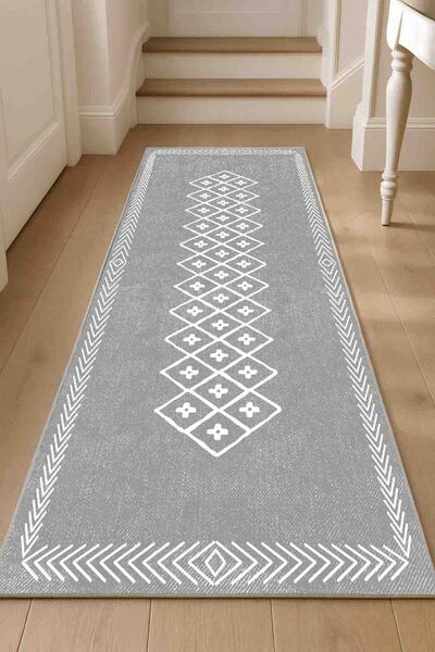 df home Yolluk Geometrik İskandinav Eskitmeli Dijital Baskı Yıkanabilir Kayma...