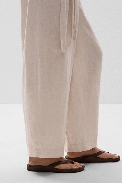 Oysho % 100 keten çapraz balloon pantolon