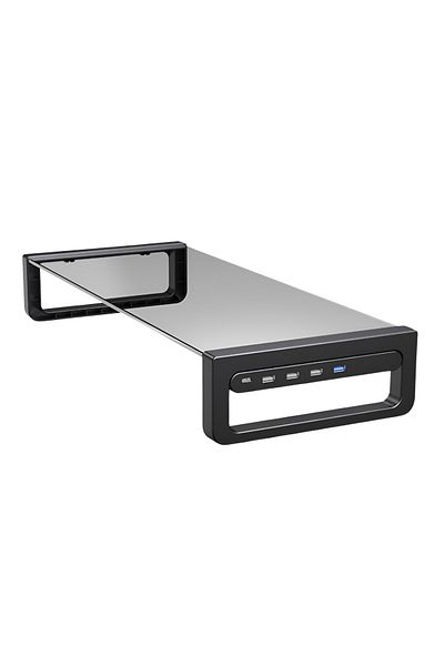 Koopsio Docking Station Multifunctional, Suport Monitor Koopsio, Extensie USB, 4 x USB 3.0, 3 x USB-C Sticla
