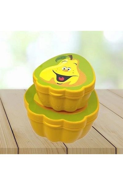 LiderGlobal Set of 2 Nesting Pear Model Storage and Feeding Containers (550 ml + 250 ml)