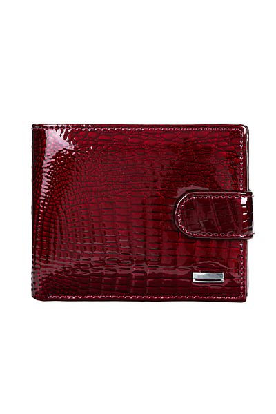 Busy Lady&Gentleman Women's wallet Wine Rouge, natural patent leather, multiple compartments, photo, ID card, burgundy