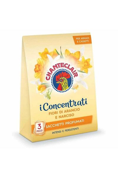 chante clair Set of 3 Scented Sachets, Wardrobe Air Freshener, Orange Blossom and Daffodils, 3 x 12 g