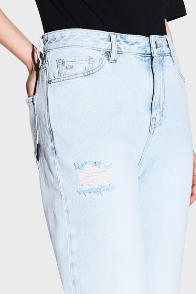 Armani Exchange Bumbac Boyfriend Fit Talie înaltă Blugi cu picioare drepte PANTALON DE JEANS XW000073 AF12859