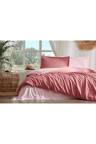 RBY Özdilek Double Ranforce Duvet Cover Set Colourist Dark Coral Light Coral