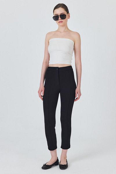Rays Black High Waist Rib Stitching Detailed Leggings Trousers 6875A