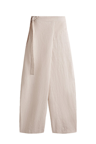 Oysho 100% linen crossover balloon trousers