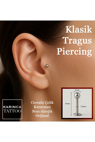 Karınca Piercing Classic Tragus Piercing - Top Quality 6 mm Labret Original Ant Tattoo