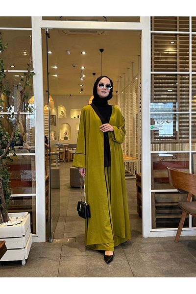 NS Moda Costum de vis Hijab Verde Ulei Model-540