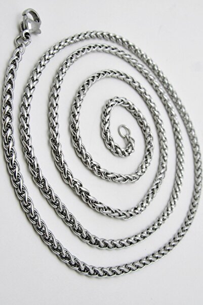 Takı Dükkanı سلسلة قلادة فولاذية رفيعة للرجال موديل رياضي 2 مم 56 سم eck12