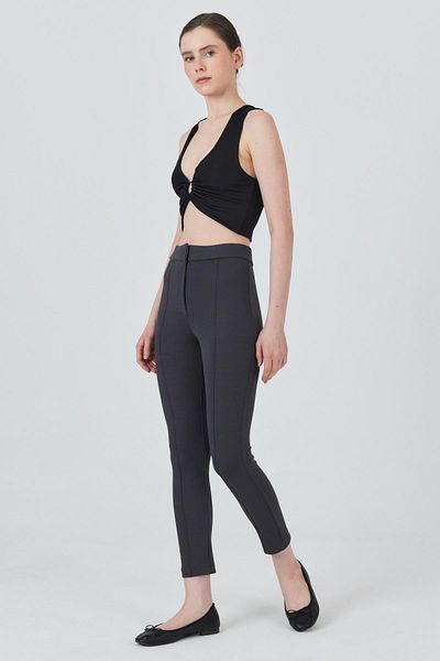 Rays Smoked High Waist Rib Stitching Detailed Leggings Trousers 6875A