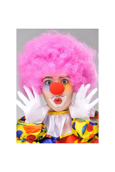 Findit Pink Color Curly Afro Bonus Wig Toupees Hair and Red Nose Set (2818)