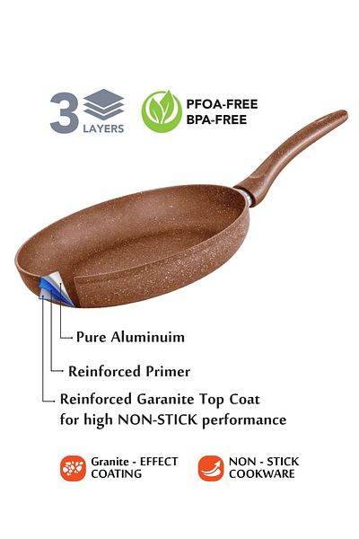 GRANDİ Grandi 1-Piece Non-Stick Titanium High Thickness Frying Pan Brown 28 cm