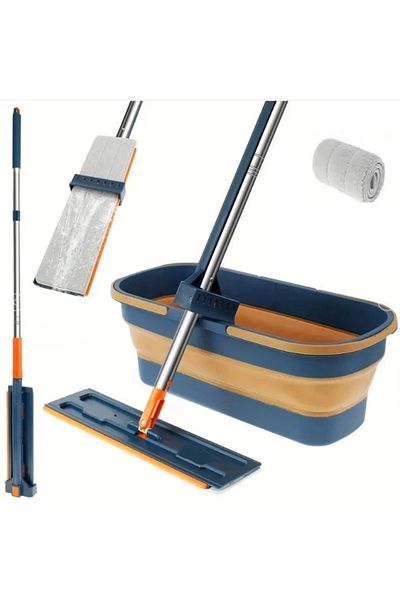 LiderGlobal Foldable Cleaning Mop and Bucket Set with Wheels