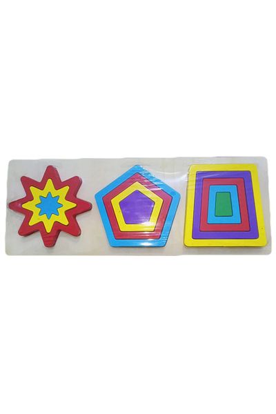 OEM Set of stacking blocks, wooden, multi-colored, Montessori, geometric shapes