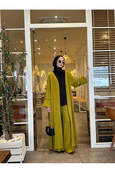NS Moda Costum de vis Hijab Verde Ulei Model-540