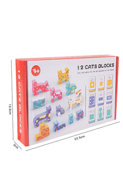 OEM Wooden tetris puzzle game, wooden cat-shaped blocks, Montessori