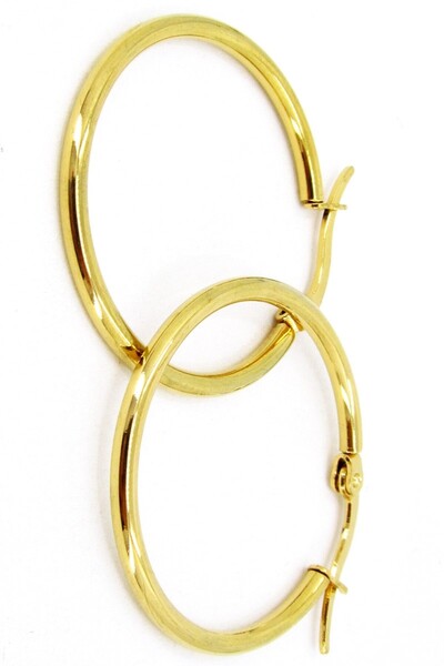 Takı Dükkanı 26mm Kadın Halka Çelik Küpe Çifti İtalyan Kilitli mse26