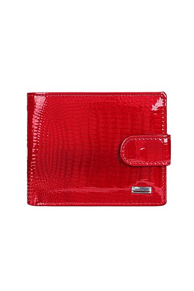 Busy Lady&Gentleman Red Rouge women's wallet, genuine patent leather, multiple compartments, photo, ID card, red