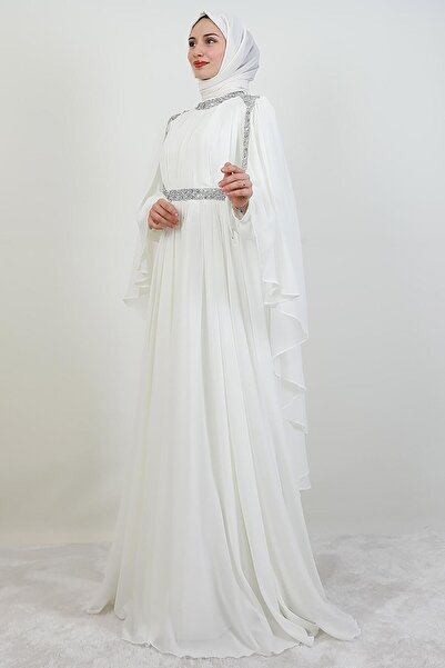 giz astore Tutku Şifon Abiye Beyaz