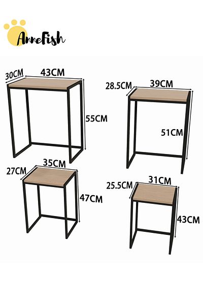 AnneFish 4Pcs C-Shaped Coffee Service Table Set Side Nesting Table Table Small Coffee Table Couch Table