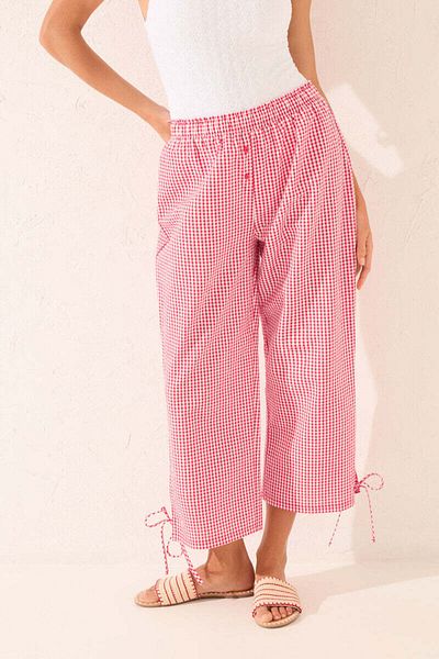 Women'secret Red gingham capri trouser