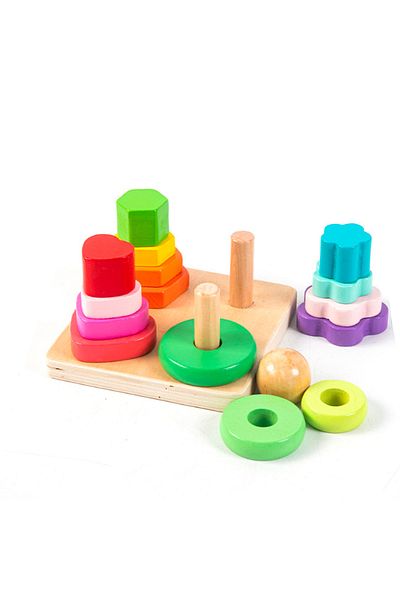 OEM Piramida Montessori 4 turnulete cu forme colorate