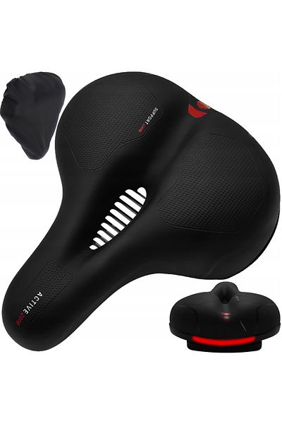 zola Bicycle saddle with flexible foam, protective cover, ventilation and reflective tape 24x20x10.5 cm