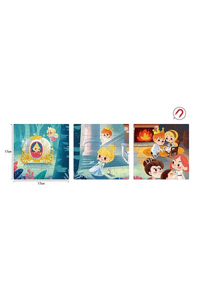 OEM Joc puzzle magnetic, Cenusareasa si pantoful de sticla, 60 piese