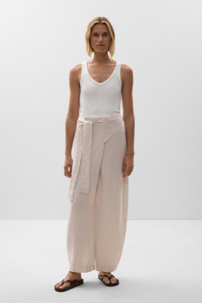 Oysho 100% linen crossover balloon trousers