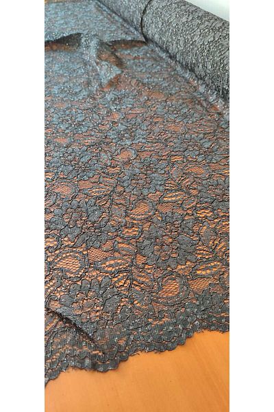 River Fabrics Glittery Corded Lace Black